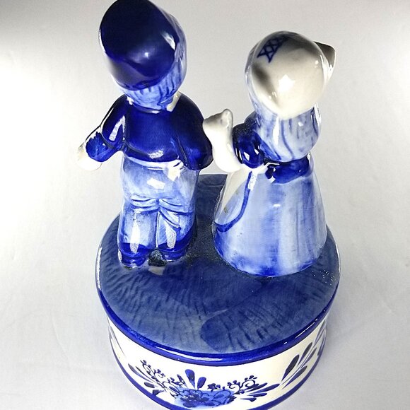 Delft Blue Dutch Boy Girl Figurine E.H. Hand Painted Porcelain Holland 93.10395 - Picture 4 of 6